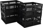 Zopnny Collapsible Utility Crate, 15 L Collapsible Storage Bins, Plastic Stackable Folding Basket, 4 Pack