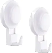 JOMOLA Suction Cup Hooks for Shower Wall Towel Suction Hooks Bathroom Heavy Duty Towel Holder Vacuum Suction Shower Hooks for Wreath Wall Hanger for Shower Door Glass Bathroom Kitchen White 2Pcs