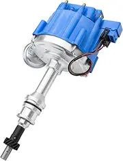 HEI Ignition Distributor with 65K Coil 7500 RPM Compatible with Small Block Ford SBF 5.8 L 351W Windsor 8 Cylinder One Wire Installation, Blue Cap