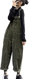 [YiKeGuiHuaShu] Women's Retro Corduroy Overalls Loose Casual Jumpsuit Harem Pants Slimming Trousers