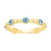 9ct Yellow Gold Round Enamel Evil Eye Ring