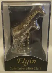 Elgin Mini Giraffe Collectable Clock Gold Silver Tone Never Used