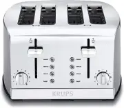 KRUPS 1500578368 KH734D Breakfast Set 4-Slot Toaster with Brushed and Chrome