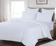 CleverPolly 100% Premium Waffle Microfibre Quilt Cover Set (3Pcs) - Ultra Soft, Comfy, Luxurious Duvet Cover with Zipper Closure - Elegant Quilt Cover Set for Bedding - White - Queen