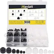 300Pcs 6 Sizes Hexagon Bolt Covers Screw Caps Assortment Kit M4 M5 M6 M8 M10 M12 Plastic Hex Cap Nut Cover for Protecting Screws Bolts Nuts with Storage Box (White & Black)