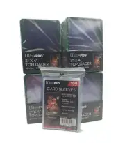 (100) Ultra Pro Green Border Topload Card Holder Toploaders ACEO + Free Sleeves