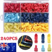 240PCS Insulated T-Tap Quick Splice Electrical Wire Terminals Spade Connectors