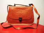 Patricia Nash Italian Leather Cadiz LG Croc embossed Crossbody Satchel was $298