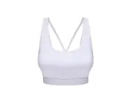 Women's Support Strappy Back Wirefree Removable Cups Yoga Sports Bra - WHITE