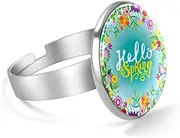 [FVQL] Stainless Steel Ring for Girls, spring pattern cartoon flower leaf