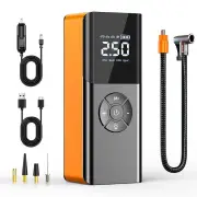 80W Car Tire Inflator Portable Air Compressor 150 PSI Electric Tire Inflator Cordless Tire Pump with Digital LED Display