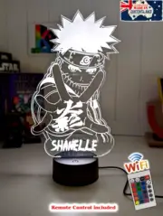 NARUTO UZUMAKI PERSONALISED 3D LED Battery USB Night Light Colour Change Lamp