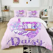 v1576 Bed Sheets Daisy Duck Donald Duck Printed PC Bedding Set Duvet Cover Bed Quilt Cover Bedroom Decor Children Birthday Gift Full Size 3-Piece Bedd