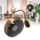 Double Sided Wall Clock Copper Concise Luxury Round Wall Clock Quartz Clock F