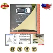 Beige Triangle Sun Shade Sail 13' x 20' x 23.9' - 95% UV Blockage & Heavy Duty