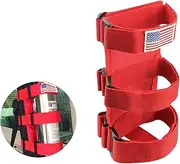Ziciner Fire Extinguisher Holder 2.5-3LB Adjustable Roll Bar, American Flag Pattern Extinguishers Strap Bartact, Universal Car Accessories for Cars, SUVs, Trucks, and More (Red)