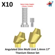 10x Dental Angulated Slim Multi Unit 1.4mm 17° Int Hex 2.0 Titanium Sleeve Set