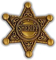 Premium Metal Sheriff Badge – Fancy Dress & Costume Accessory for Adults & Kids – Western Cowboy Deputy Star with Secure Pin Backing – Durable & Realistic Fancy Dress Prop, 65mm, Metal