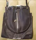 YSL Saint Laurent Black Leather and Mesh Shoulder bag