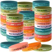 120 Pcs Rubber Bible Verse Bracelets Religious Silicone Christian Scripture B...