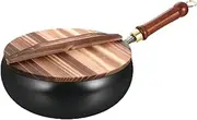 Fry Padre Steel Wok Pan | Iron Wok with Lid and Spatula | Woks and Fried Frying Pans | Induction Compatible Lids and Cooktop for Electric Ceramics Non Stick Frying Pan | Iron