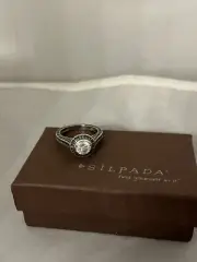 Silpada R2076 Perfect Bliss .925 Sterling Silver CZ Hammered Ring Size 6 NEW