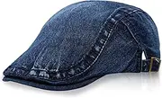 [YAMEIZE] Retro Denim Beret Hat for Men - Flat Cap Ivy Peaky Cap Denim Hat Baker Boys Hat Flat Cap Driving, Azul Oscuro, One Size