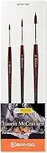 Escoda Signature Series Artist Watercolor Brush Set, Laurin Mccracken Set #1, Versatil Synthetic Kolinsky, Size (Round) 4, 6, 10