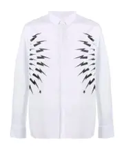 thunderbolt-print cotton shirt XL,L White