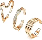 [Thiswhyimbeauty] 3Pcs Gold Toe Rings for Women Adjustable size Hypoallergenic Small Toe Ring Dainty Stainless Steel Toe ring Summer Beach Barefoot Jewelry