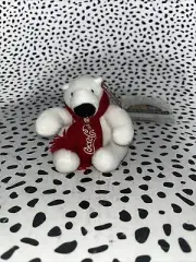 NEW! Coca Cola Coke Mini Plush Polar Bear Red Scarf 4” Stuffed Animal