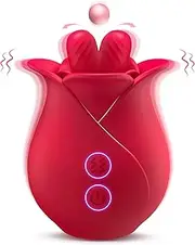 Rose Vibrator Adult Sex Toys for Women, G Spot Stimulator with 10 Vibrations for Clitoris and Nipple Stimulation, Waterproof Tougne Licking Clitoral Female Massager for Couples Fun