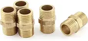 uxcell Pipe 1/4 BSP to 1/4 BSP Male Thread Brass Hex Nipple Fitting 5 Pcs