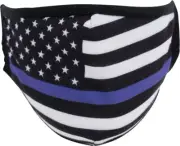 Reusable Polyester Thin Blue Line Flag Face Mask 3 Layer Flexible Face Cover