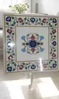 30" White Marble Multi Stone square Coffee Table Luxury Home Furniture Garden