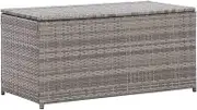 Grey Poly Rattan Garden Storage Box 100x50x50 cm - Versatile Outdoor Waterproof Deck Chest with Steel Frame & PE Liner for Patio & Poolside Use, Large Capacity Storage Solution