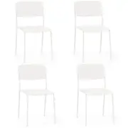 Giantex 4PCS Dining Chair Side Chairs w/Metal Legs Stackable Armless Chairs White