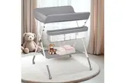 Advwin Baby Changing Table with Adjustable Height, Foldable Diaper Station with Storage Shelf, Portable Toddler Change Table for Home Nursery