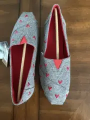 TOMS Alpargata Drizzle Grey Hearts Melange Jersey - Women's Size 9 - BRAND NEW