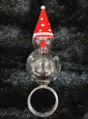 8 Christian Siriano Hand Painted Blown Glass Santa Snowman Napkin Rings 6" Xmas
