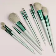Makeup Brush Set 10 Pcs Premium Synthetic Foundation Powder Concealers Eye shadows Blush Makeup Brushes，Green