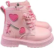[ZIRIA] Boots Rubber Boots Cool Cotton Soft Sole Pink with Love Side Zip Princess Round-toe PU