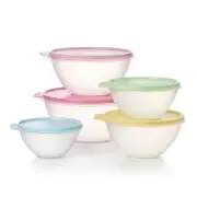 Airtight Food Storage Container Set Five Nesting Bowls with Lids for Meal Prep