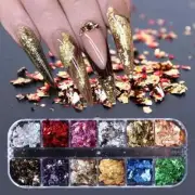 1 Box Imitation Gold Sliver Copper Foil Sequins Glitters Craft Leaf Flake Sheets