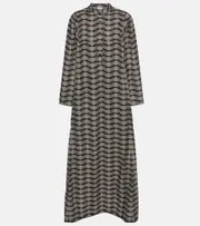 [Dries Van Noten] Dries Van Noten Printed cotton poplin maxi dress AU 10 black