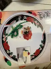Vintage Tienshan Fine China DECK THE HALLS 2 Piece Cake Server Set 1994 Free Shi