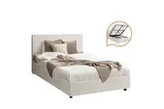 Oikiture Bed Frame Queen Double King Single Size Gas Lift Base W/ Storage White Boucle