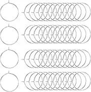 TOAOB 100 Pieces 25mm Glass Wine Charm Rings Bulk Earrings Hoops Silver Plated