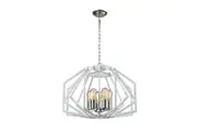 GAMBA Pendant Lamp Light Interior ES X 5 White Wide Angular Cage OD600mm