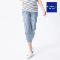 在飛比找momo購物網優惠-【Gennies 奇妮】復古刷破牛仔褲-藍(孕婦褲 長褲 男